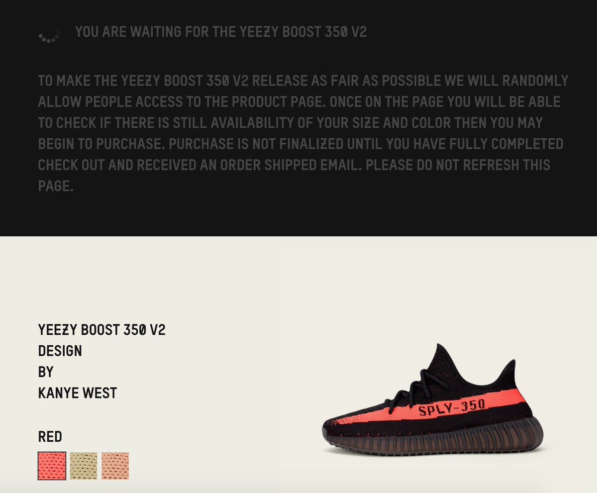 you are in line to purchase please do not refresh yeezy
