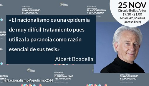 CarolinaPunset's tweet image. Sigue la lista de contertulios ilustres que nos acompañarán el 25N. #AlbertBoadella no deja indiferente a nadie. #NacionalismoPopulismo25N