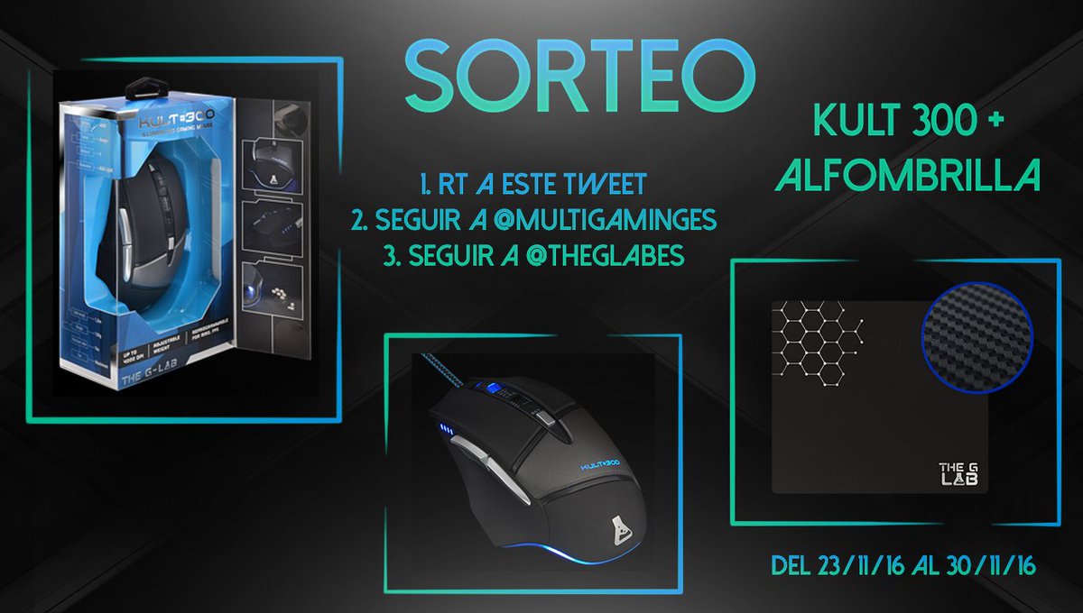 multigeekx's tweet photo. 🔔 ¡#SORTEO de un Ratón Gaming #KULT300 + #Alfombrilla The G-Lab!

Para participar➡ Haz #RT, Sigue a @MultiGamingES y @TheGlabES.
¡SUERTE! 😜👌 https://t.co/KbQXi0J3dU