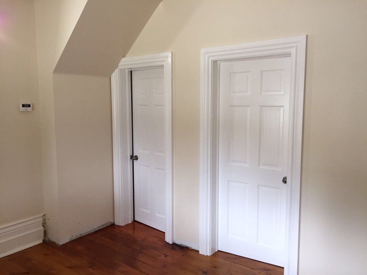 Door repositioning much better use of space..