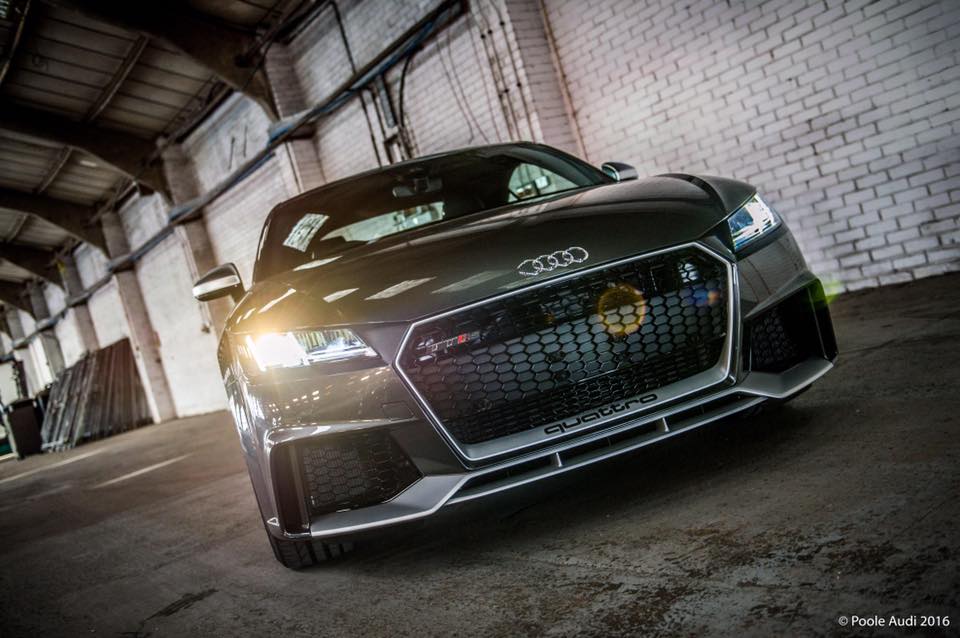 poole_audi's tweet photo. TTRS Coupé, finished in Daytona grey, is now available and on display in our showroom at Old Wareham Road, Poole. #wednesdaywant https://t.co/2u1znSZjSq
