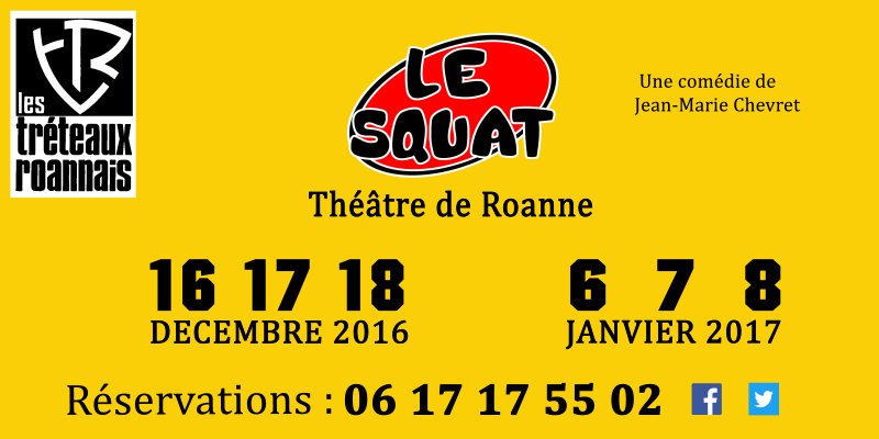 TreteauxR's tweet photo. Billetterie au théâtre de #roanne Mercredi 14/12/16 Mercredi 04/01/17 et Vendredi 06/01/2017 #réservations 06 17 17 55 02 #theatre #comedie https://t.co/RRJKFbLyjS