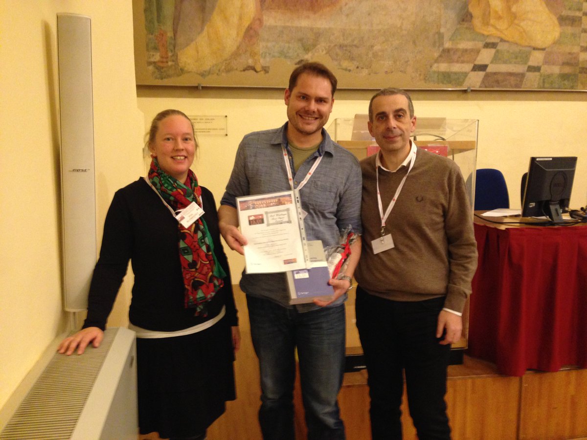 ekaw2016's tweet photo. The Bob Wielinga Best Paper Award to Niels Ockeloen, @victordeboer, @txkuhn, @GuusSchreiber https://t.co/tujmZLKfmN #EKAW2016 https://t.co/rJmpVzrYzb