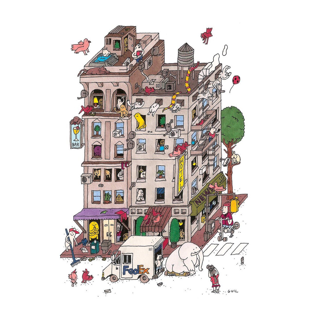 guillustration's tweet image. Parcel &amp;amp; Elephant 2 #fedex #shippingissue in #newyorkcity