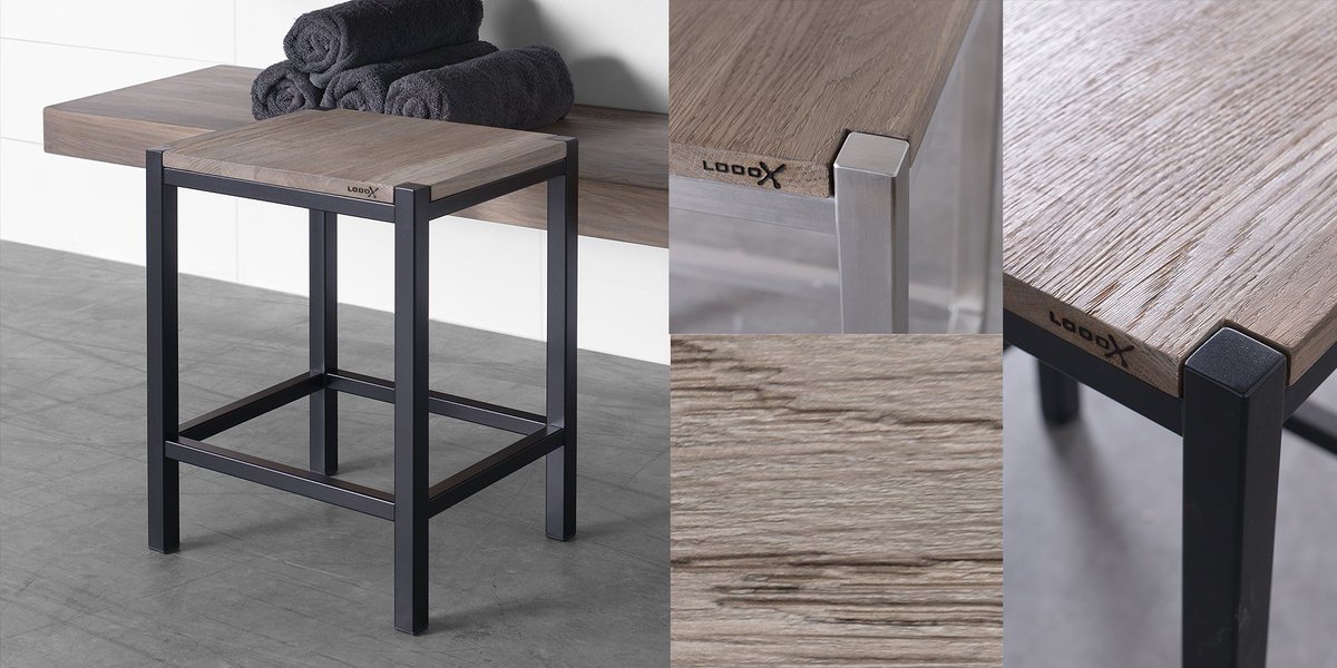 Beleving, luxe en me-time….belangrijk in jouw badkamer! #looox #me-time #luxe #beleving #wooden #stool