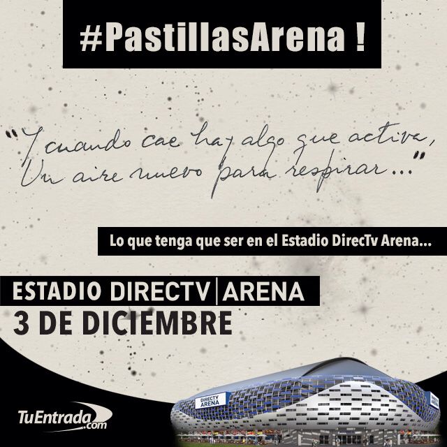 santibogisich's tweet photo. Sorteo un par de entrada para el Directv Arena el 3/12 entre los RT hasta este viernes...Suertón https://t.co/li7saE4QxM