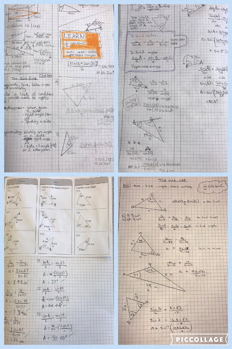 UckColl_Maths's tweet photo. 10A1 Sine rule using @MrCarterMaths resource! Thank you!
#UCTClearn #SineRule #AreaOfATriangle https://t.co/9bKL7dAXgc