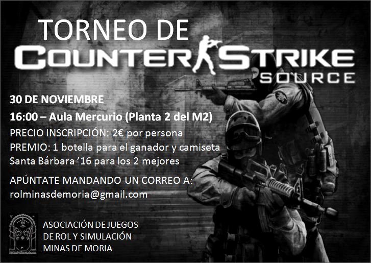 Torneo de Counter Strike. Miercoles 30/11. El mejor se lleva una botella y una camiseta de Santá Bárbara 2016, y el 2º mejor otra camiseta!