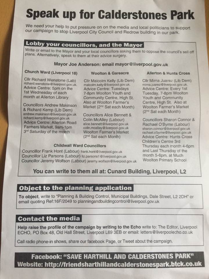 Speak up 4 #CalderstonesPark #SayNoToRedrow <a href="/sogsliverpool/">SaveOurGreenSpaces-L</a> <a href="/SaveWooltonWood/">Save Woolton Wood 🍃 💚🍃</a> <a href="/SaveSeftonParkM/">SaveSeftonParkMeadow</a> @NoToEfcStadium <a href="/wallyhallpark/">friendsofwaltonpark</a> @CaldiesFriends