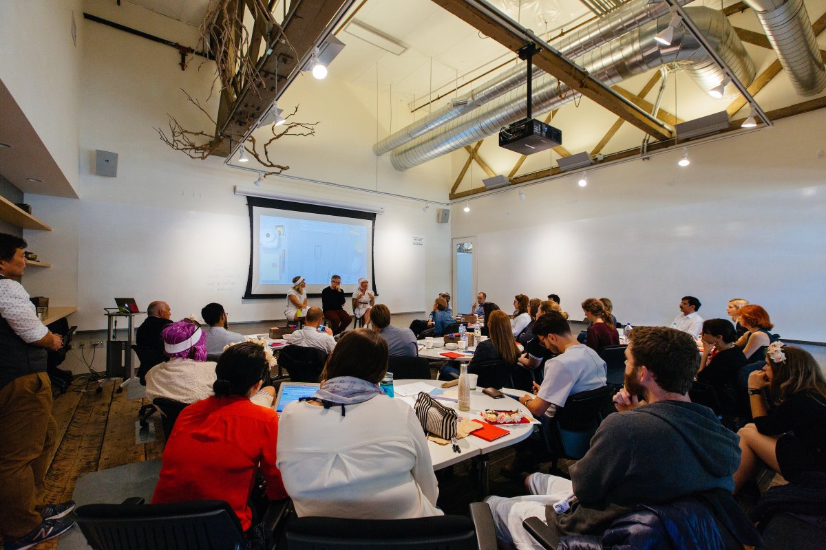 matthewkendall's tweet photo. "Design grabs the future and brings it to present, how might we use it to ask better questions of our future?" @tceb62 #ideouimpacthouse https://t.co/ZWXby4n6x0