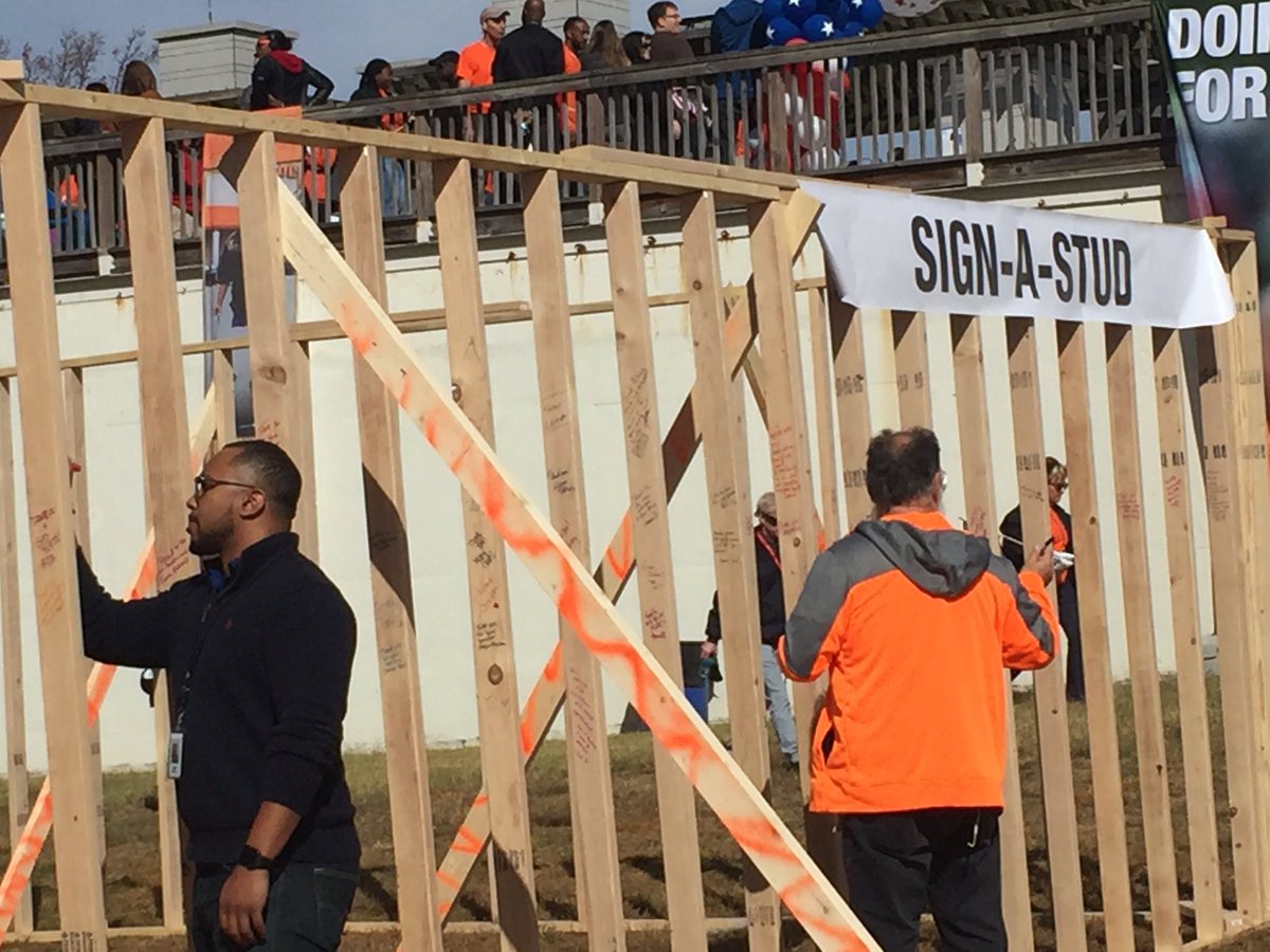 Associates signing the house frame we built with <a href="/Habitat_org/">Habitat for Humanity</a> for our Vets! 👍🏾#DoingMore4Vets #ITSWHATWEDO <a href="/HomeDepotCareer/">Home Depot Careers</a>