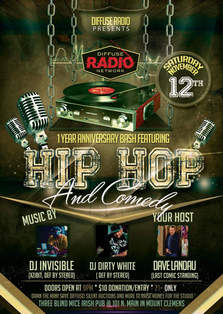 LandauDave's tweet photo. Tomorrow Come out #Detroit to a night of Hip Hop and Comedy! I'll be going up around 10! All info is on the Flyer! https://t.co/IQXcXpFkvu