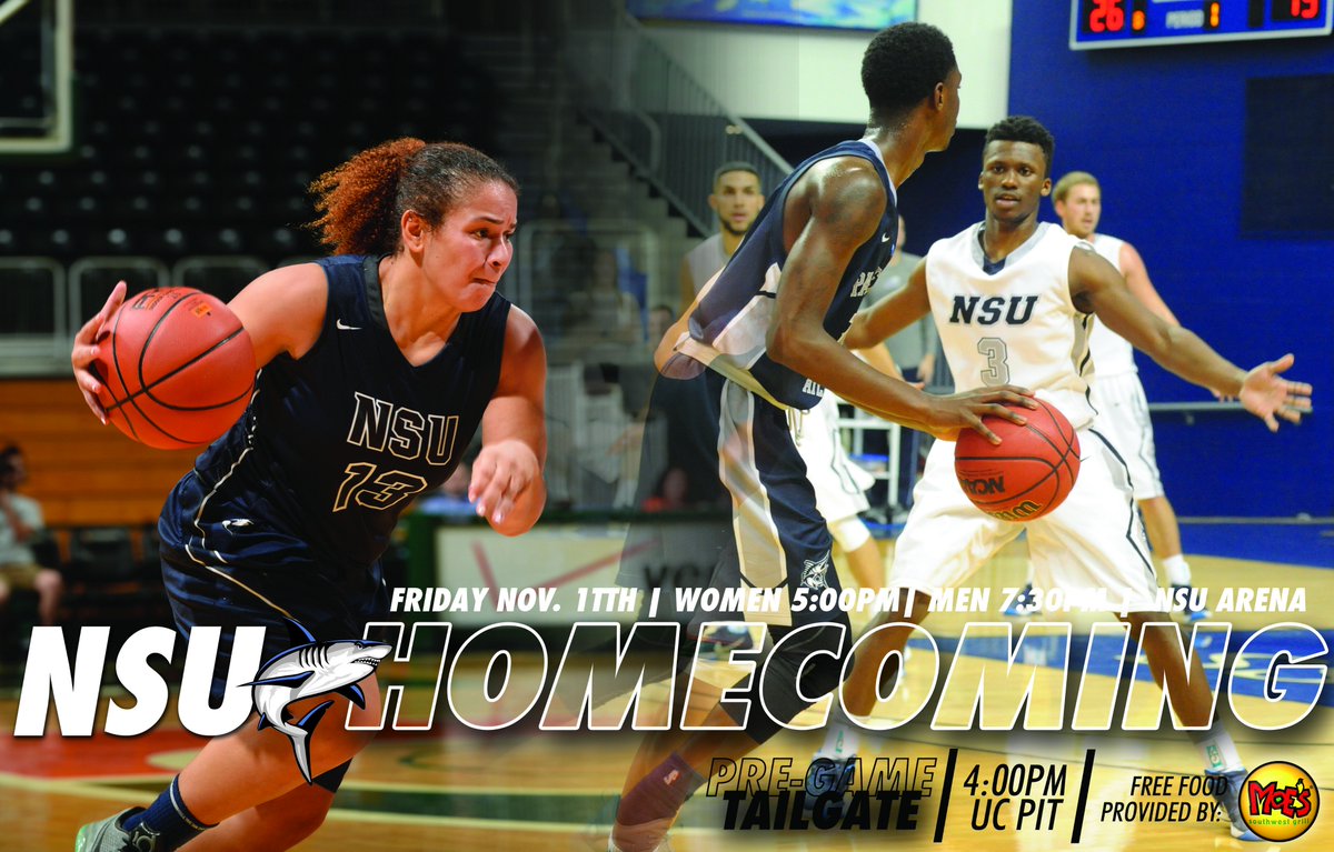 NSUSharks's tweet photo. ATTN Shark Fans & Alumni! Our HOMECOMING games are tonight! All the fun starts at 4pm! See you there! #GoNSUSharks #SharksHC https://t.co/kHRxSgvDLi
