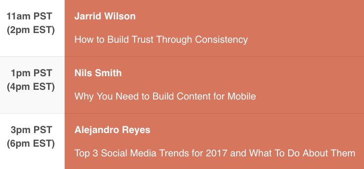 alejandroreyes's tweet photo. #SOMEsummit Finale is TODAY. Here's the lineup: @JarridWilson @NilsSmith @alejandroreyes 🔥🔥🔥
FREE ticket here: https://t.co/MtBg1BeD7s https://t.co/5tFxNuJVwo