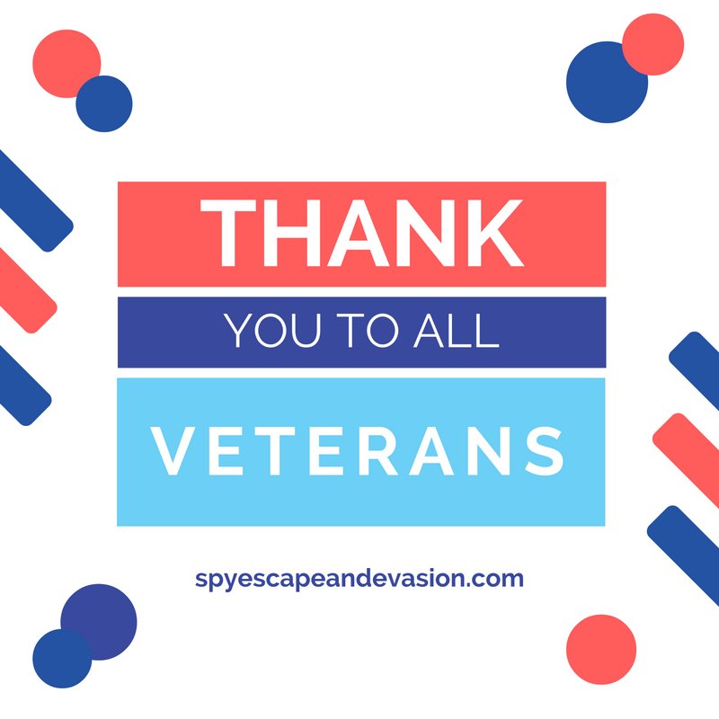 Thanks to all who have served. Email lisa@spyescape.com for a 20% off coupon on our entire store bit.ly/2fIQyxi #veteransday2016 🇺🇸