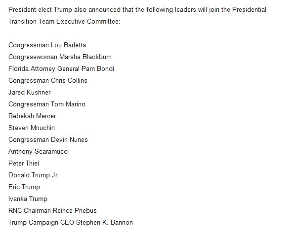 IndyThisWeek's tweet photo. More: Official release from Trump campaign on @mike_pence leading Transition Team, full list: @rtv6 #PenceWatch https://t.co/000erSwy52
