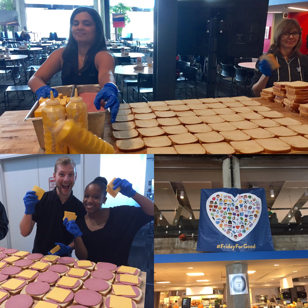 emily_fred's tweet photo. #TwitterForGood day sandwich making in action! These tweeps are getting down to business making sandwiches 4 local shelters @twitterforgood https://t.co/D2303E7vP3