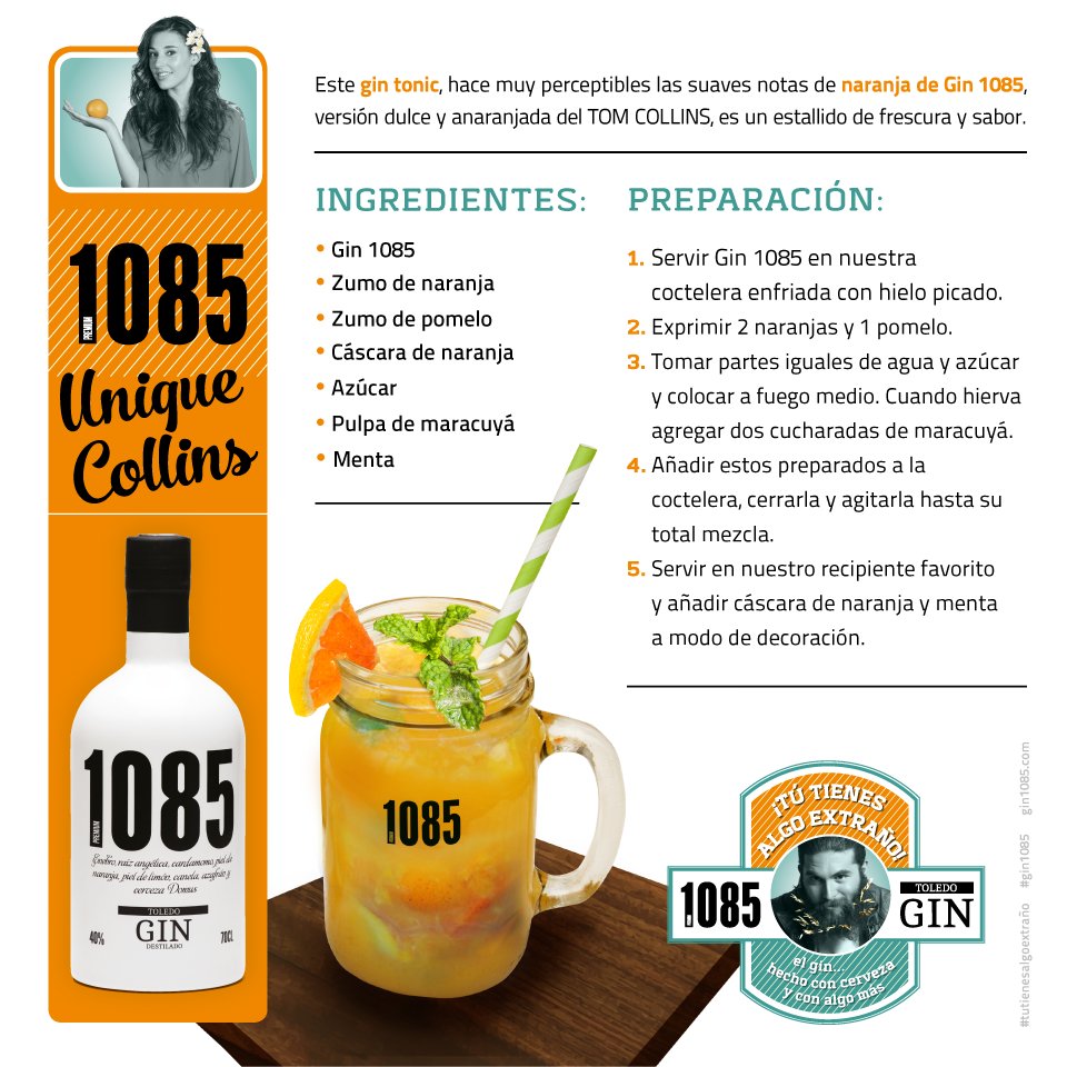 Es época de zumo de naranja... Hazte un Unique Collins, es mucho más que un zumo, es tu #gintonic de temporada #gin1085 #tutienesalgoextraño