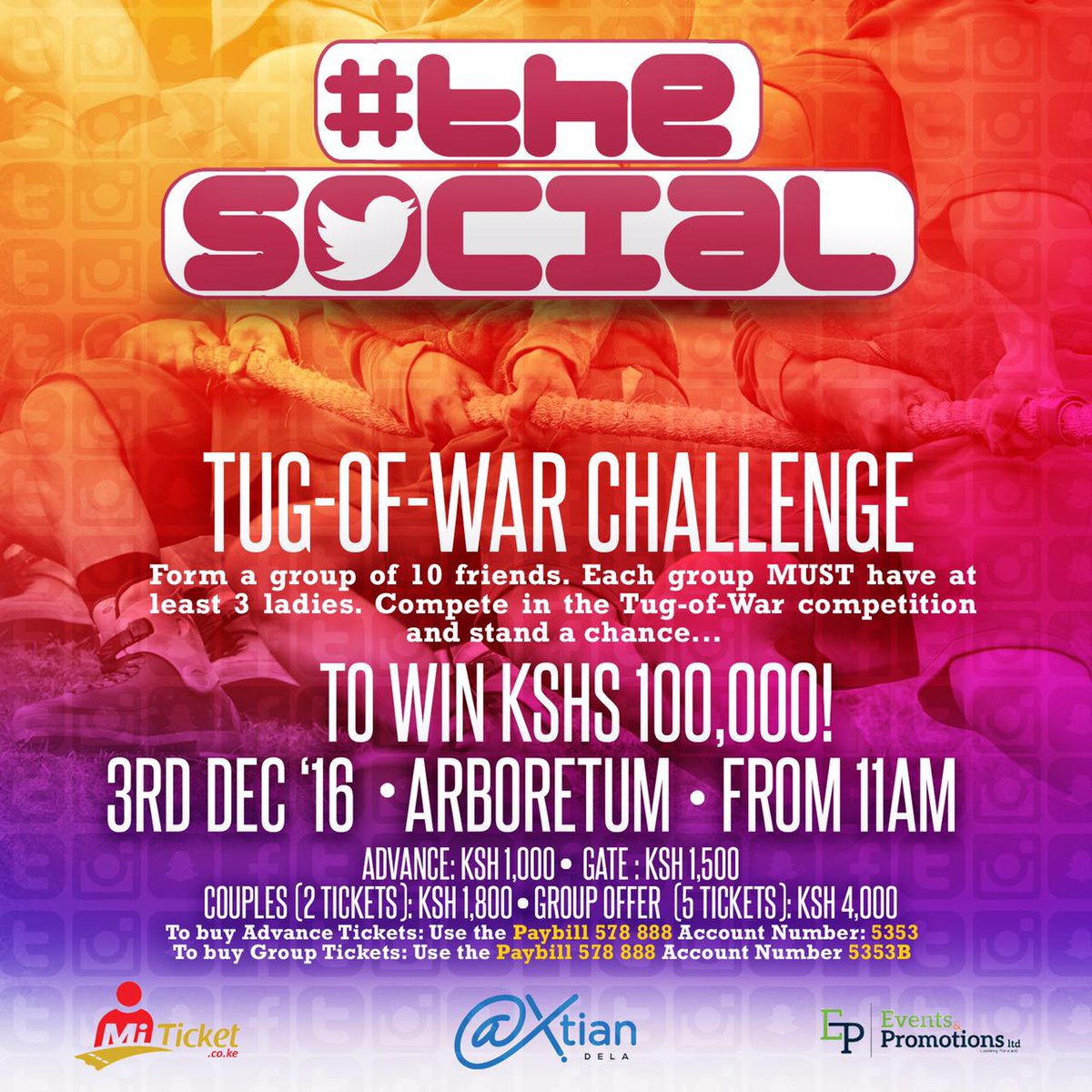 ngugigatua's tweet photo. Tag of war challenge for the 10 of you &amp; walk urself with 100K gees that means each 10K you better attend #theSocial @xtiandela @AdamMaina_ https://t.co/ehZtrw67eQ
