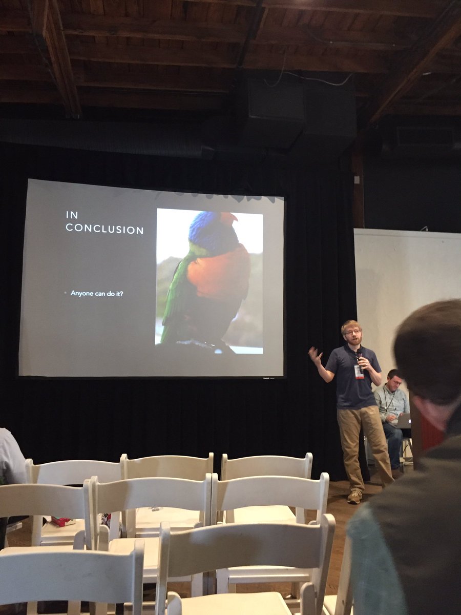 thephw's tweet photo. When all you have is a hammer everything looks like a nail... Bash was our hammer but we got it really sharp. @KeithMarcum #DevOpsDaysBNA https://t.co/bDgk7wr7eT