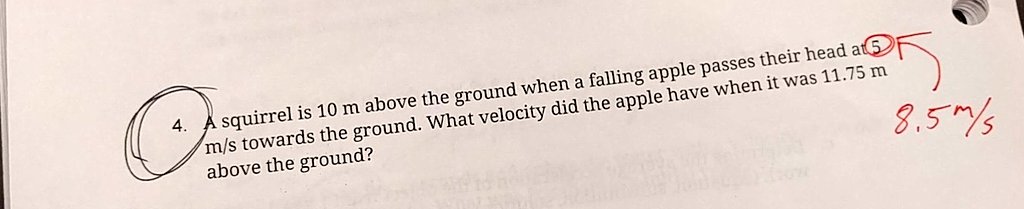 GeigerPhysics's tweet photo. On the review, change the velocity in #4 to 8.5 m/s. #physics #testonTuesday https://t.co/GNEuCk6noj