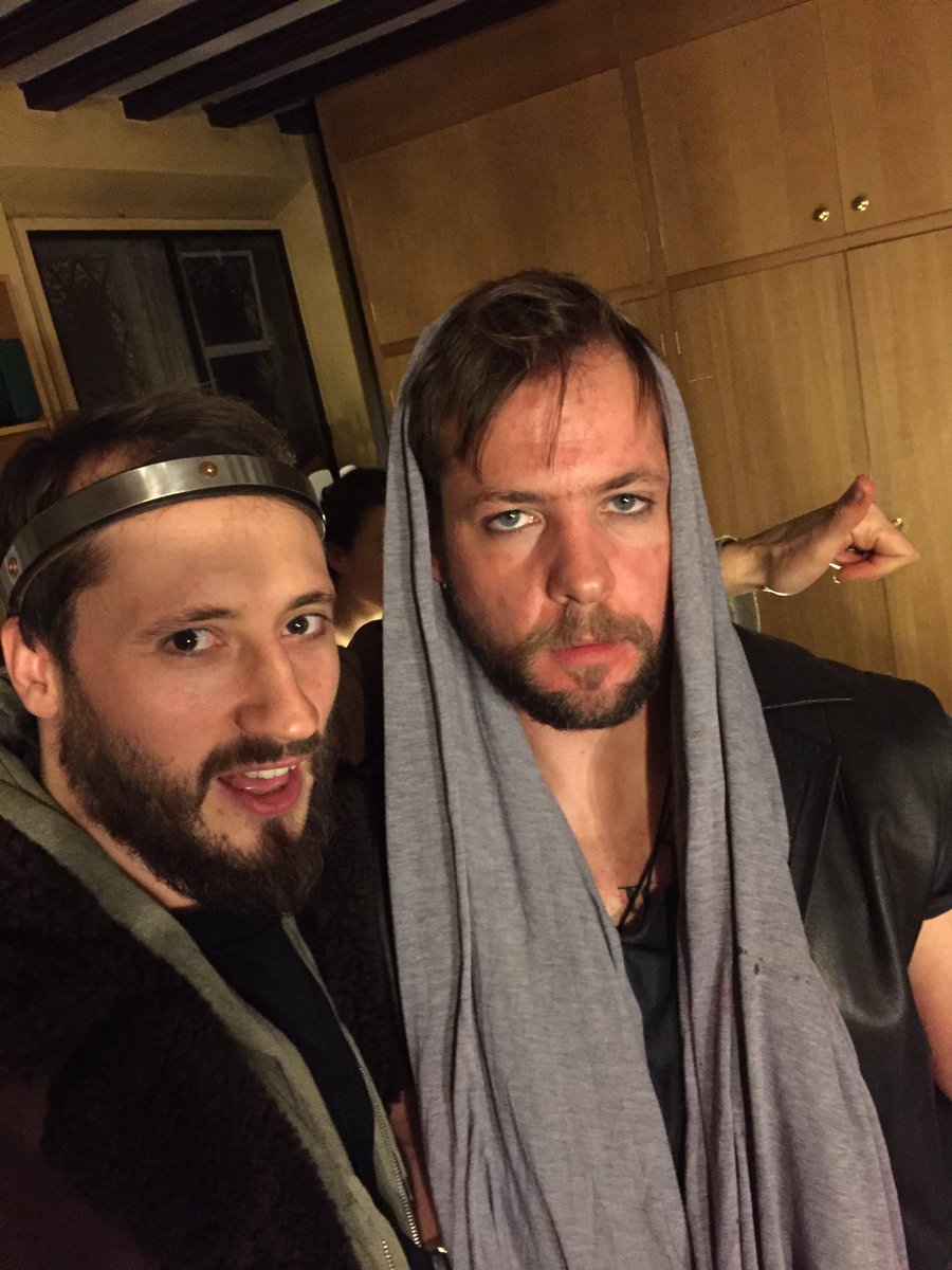 RBLDukeRobert's tweet photo. Me and @RBLBelleme going to take over the world. #bromance #HenryI @RBLTheatreCo https://t.co/UY9aTufb80