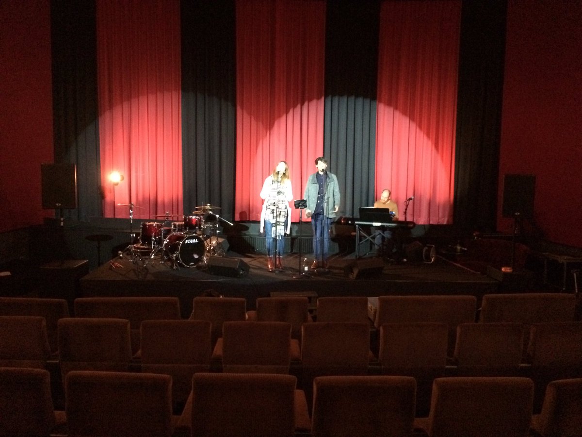 Soundcheck for a concert program with the most famous film songs in a cinema in Mannheim tonight