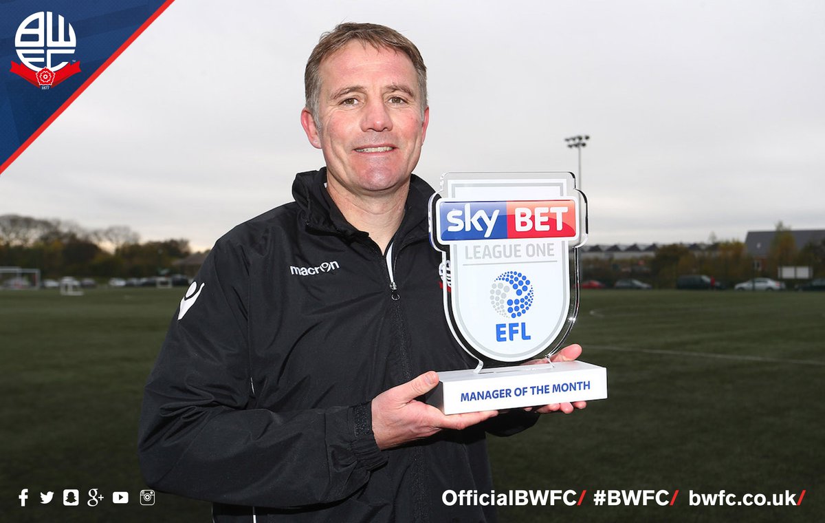 OfficialBWFC's tweet photo. 🏆Missed it earlier? Phil Parkinson and @ZachClough were named as @SkyBetLeagueOne's Manager and Player of the Month for October. #BWFC https://t.co/kCUuCw1eAa