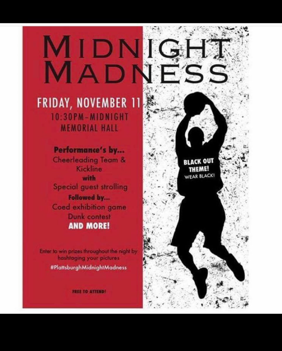 platts_cheer's tweet photo. Show your support tonight at #MidnightMadness ! There will be some great performances by PSU Kickline, and of course #PlattsburghStateCheer๐ https://t.co/fPyVmmbGsm