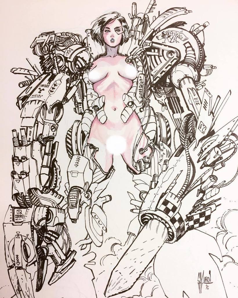 GuillemMarch's tweet photo. Week 2 muse: "Girl with mechanical crane like arms". Original art available. #weeklymuse #… https://t.co/GrmRbJB4Bt https://t.co/d9U4LBP3bz