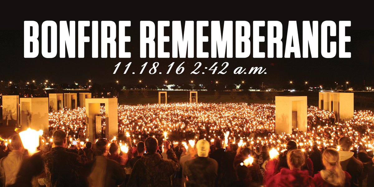 tamustuact's tweet photo. Tonight at 2:42am, a ceremony will be held in memory of the twelve we lost.  #WeRemember https://t.co/EZ5sfAYVRs