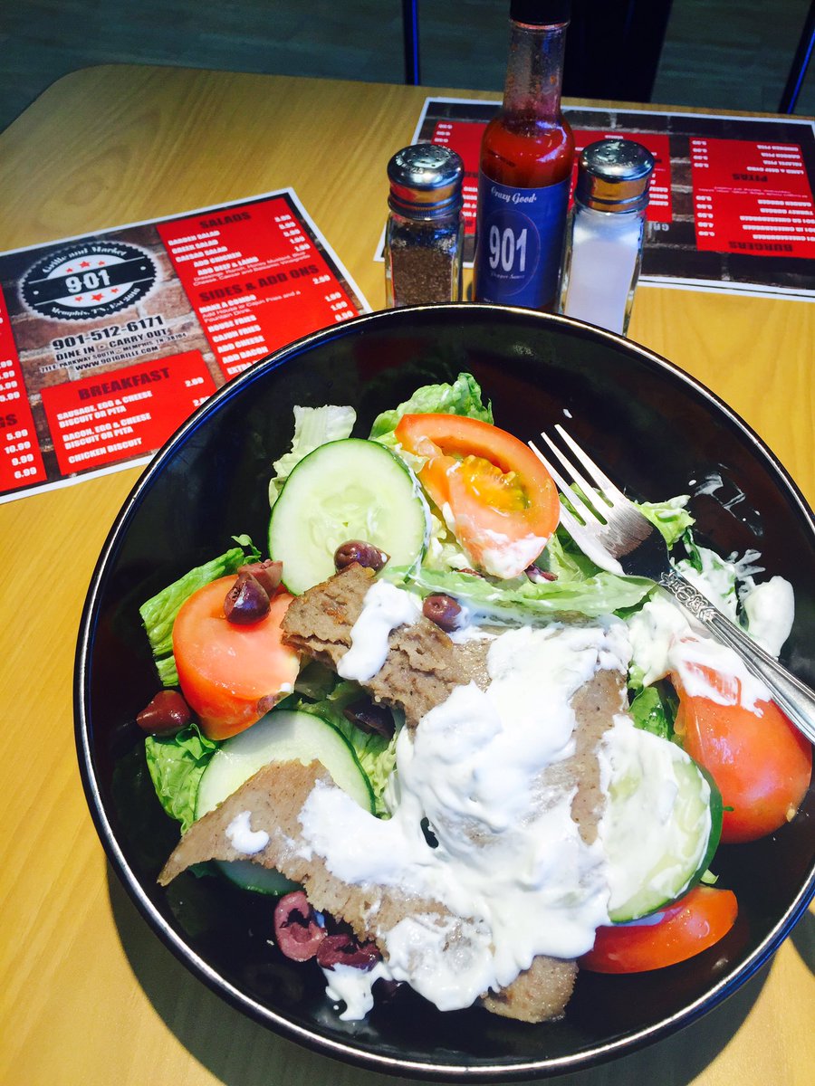 Greek Salad with Gyro and Taziki only at <a href="/901_grille/">901grille</a>! Come see us kitchen is open till 9pm <a href="/FromCBU/">Christian Brothers U</a> <a href="/choose901/">Choose901</a> <a href="/ChristinaMeek/">Christina Meek</a>