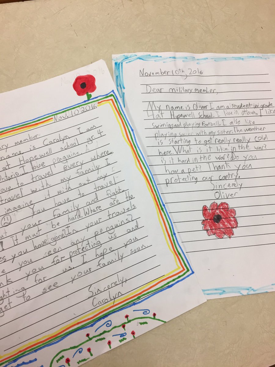 aeadam4's tweet photo. Writing letters to Canadian soldiers thanking them for their service. #remembranceday #education https://t.co/sDS34WZf12