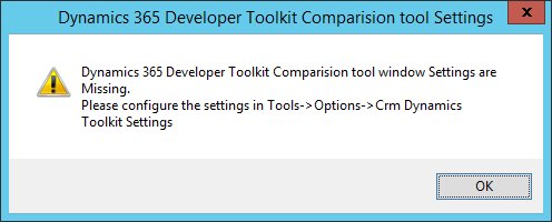 Anyone getting "Dynamics 365 Developer Toolkit Comparison tool window Settings are missing" error using #MSDYN365 Dev Toolkit with VS2015?