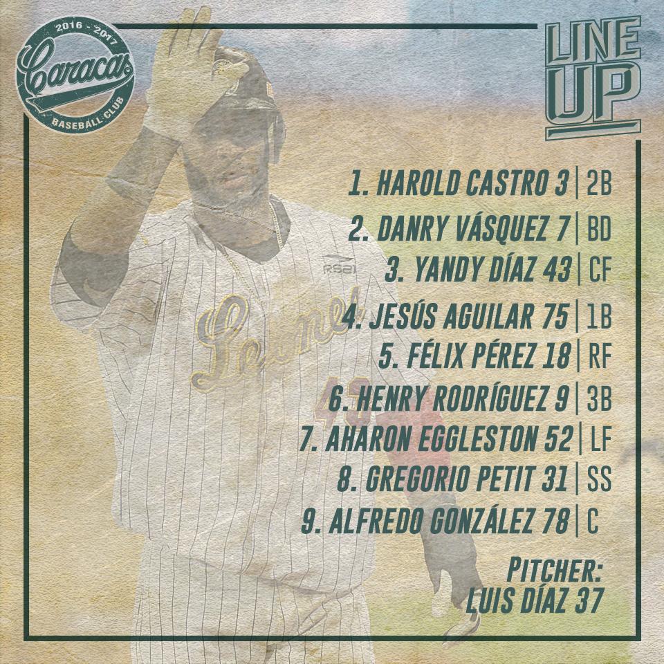 leones_cbbc's tweet photo. Alineación para el juego de esta noche en el Estadio de Nueva Esparta vs. Bravos de Margarita #VamosCaraquistas https://t.co/u0CLQgG0dT