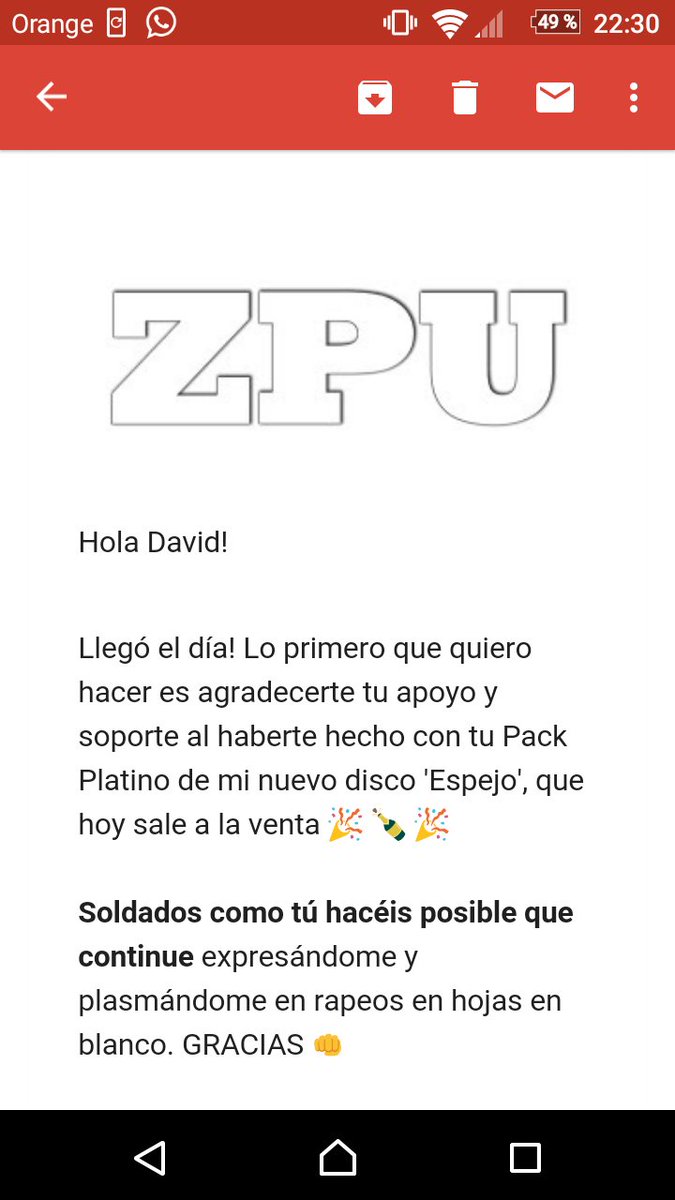 Daxenk's tweet photo. No hay correo que me haya hecho tanta ilusión (excepto el de "los versos nunca fueron canción")... #ZPUSOLDADO @zpu https://t.co/lrWJ0yQjSn