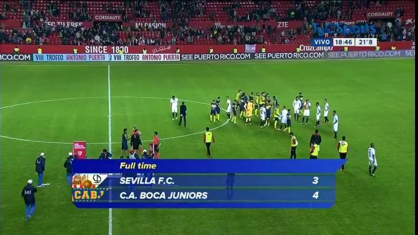 TyCSportsPlay's tweet photo. #BocaEnTyC ¡Final del partido! Boca le ganó 4-3 a Sevilla en un amistoso. Lo viste por TyC Sports Play. https://t.co/wp65LkPjua