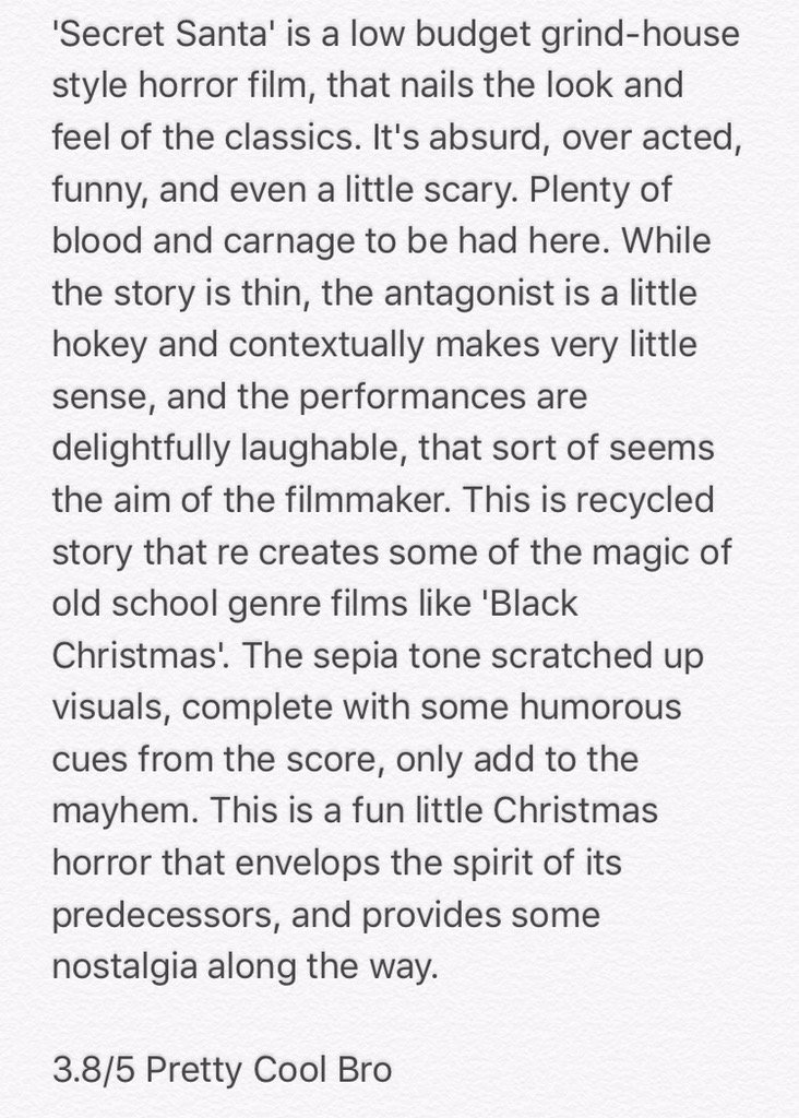 broknowsmovies's tweet photo. Check out the review for 'Secret Santa' screened at the @BuffaloDreams Film Festival #buffalove #broknows #BDFFF https://t.co/cBnAVJYrQt