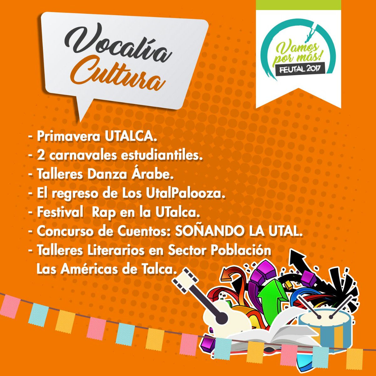 FEUTAL2015's tweet photo. Algunas de nuestras propuestas !! Este miércoles y jueves la FEUTAL #VAMOSXMÁS #FEUTAL2017 👊 https://t.co/lrreVPMHI7