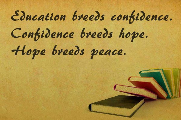 thepurposetest's tweet image. Education breeds confidence. Confidence breeds hope. Hope breeds peace. #QualityEducation #GlobalGoals
