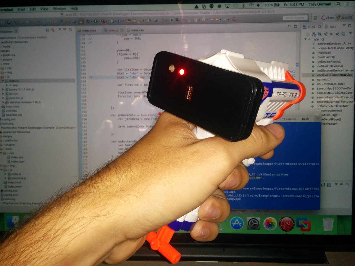 PolymorphicLabs's tweet image. Ever seen an instrumented @NerfNation toy before? Come 2 @MakerFaireHOU to see how we&apos;ve instrumented it to detect firing heading and angle!