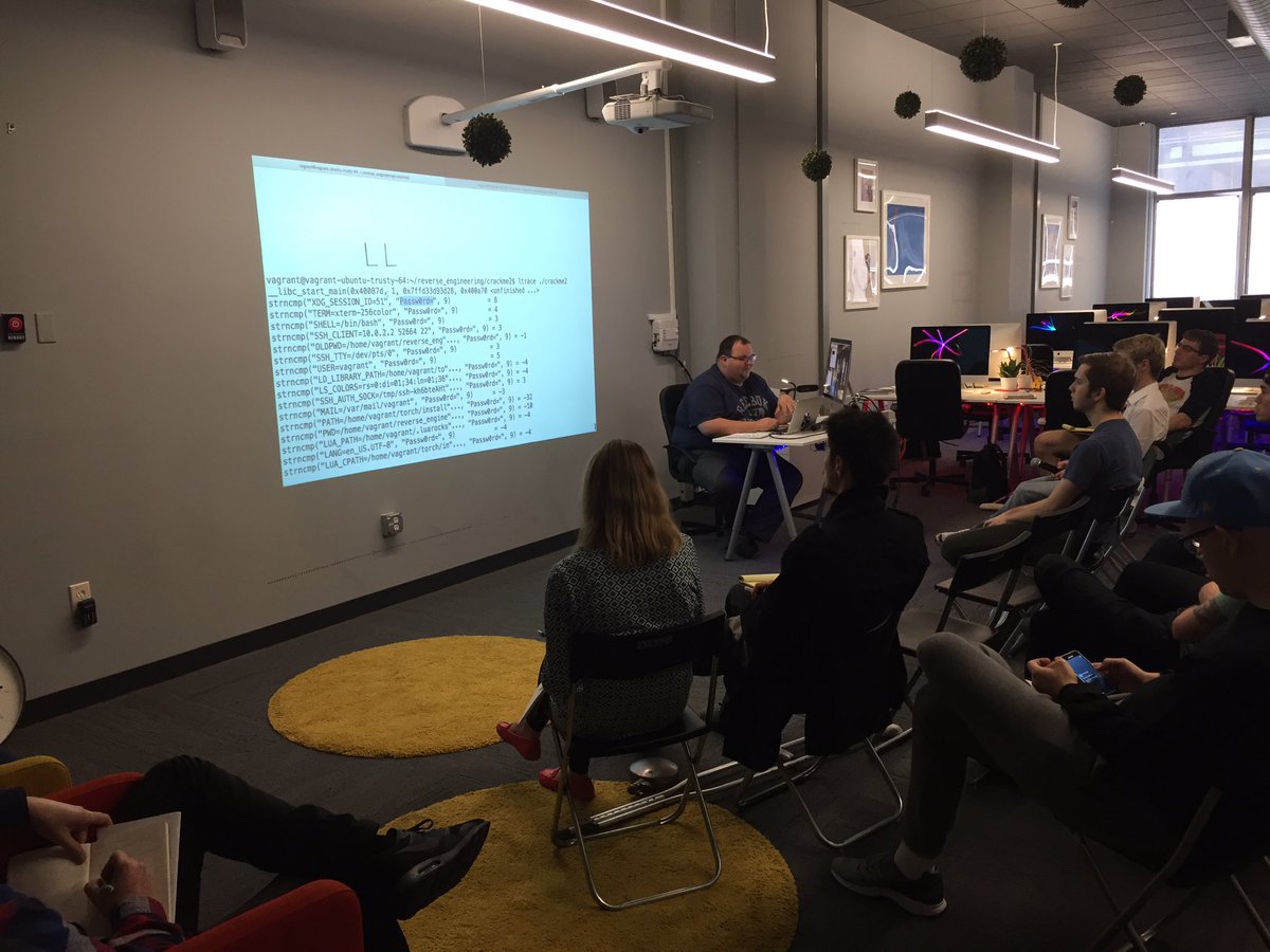 jbarbier's tweet photo. .@rickharris_dev is back at @holbertonschool, live reverse engineering a software #ltrace #gdb #radar #objdump https://t.co/ynf4QvmuYz https://t.co/ADF2ZyGENv
