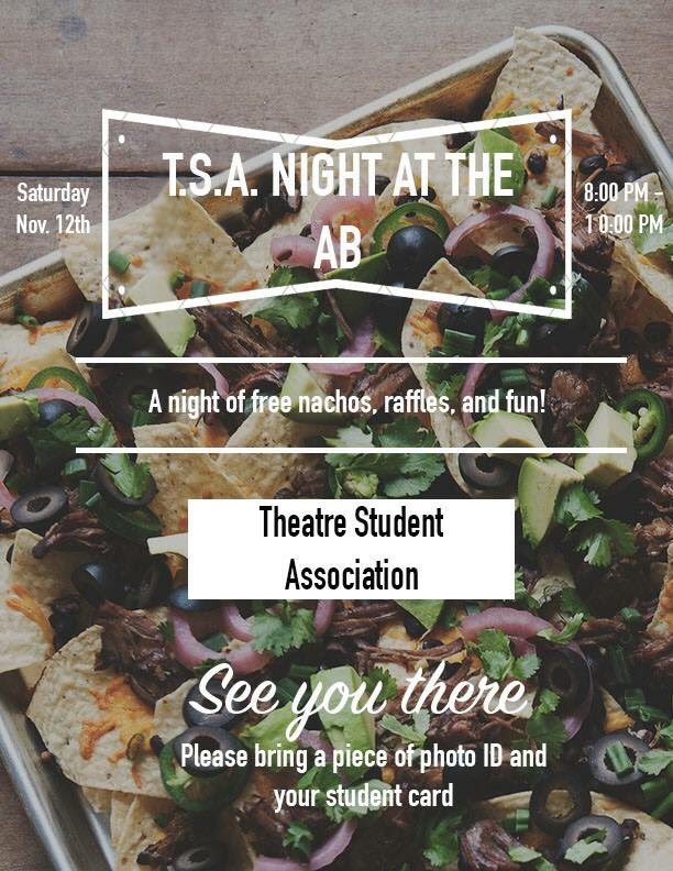 TSA @ York U (@tsa_yorku) on Twitter photo TSA NIGHT AT THE AB IS TOMORROW!!! Raffles, free nachos and an open mic night! Email officialtsayorku@gmail.com if you would like to perform TSA NIGHT AT THE AB IS TOMORROW!!! Raffles, free nachos and an open mic night! Email officialtsayorku@gmail.com if you would like to perform