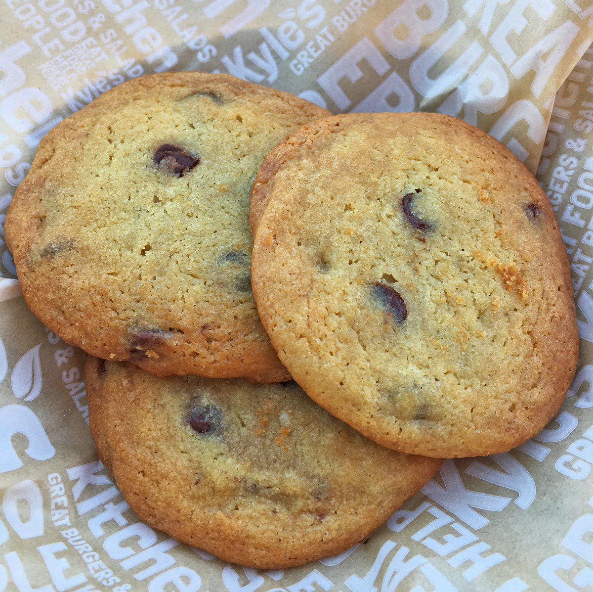 Our chocolate chip cookies are baked fresh daily! Celebrate #NationalCookieDay with one (or two) at Kyle’s! #ILoveKylesKitchen
