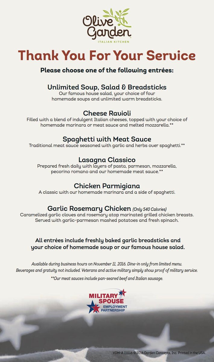 Olive Garden Veterans Day Menu: Exclusive Deals for Heroes