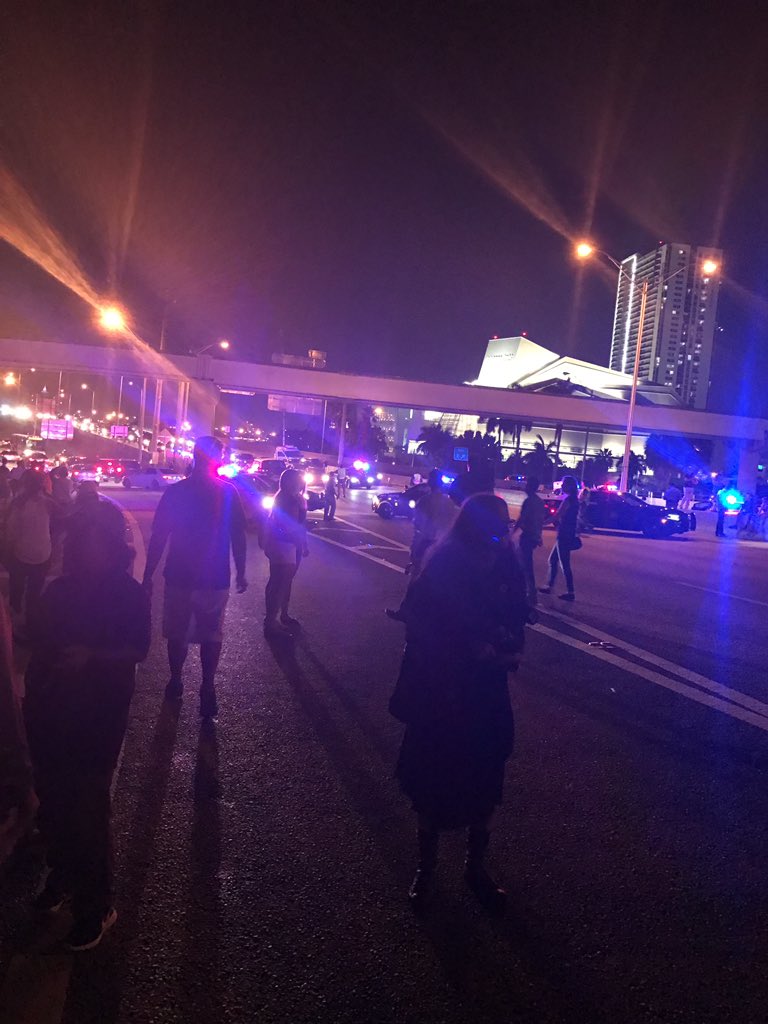 IamCathyVega's tweet photo. #Miami police rerouting traffic due to protest. #notmypresident https://t.co/Un83PE3YeO