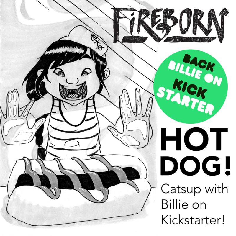 fireborncomic's tweet photo. Catsup with Billie on Kickstarter! You mustard not miss it! #dadjokes #badpuns #comics #crowdfunding #kickstarter #tattoo #graffiti https://t.co/G3wrqVe7JQ