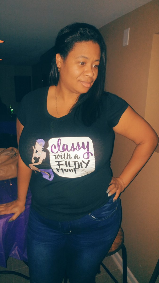 JStacks100s's tweet photo. S/O to my homegirl Chranda for rocking the CLASSY WITH A FILTHY MOUF BRAND #OrderNow #LadiesGetAtMe https://t.co/HlGlWaD9gz