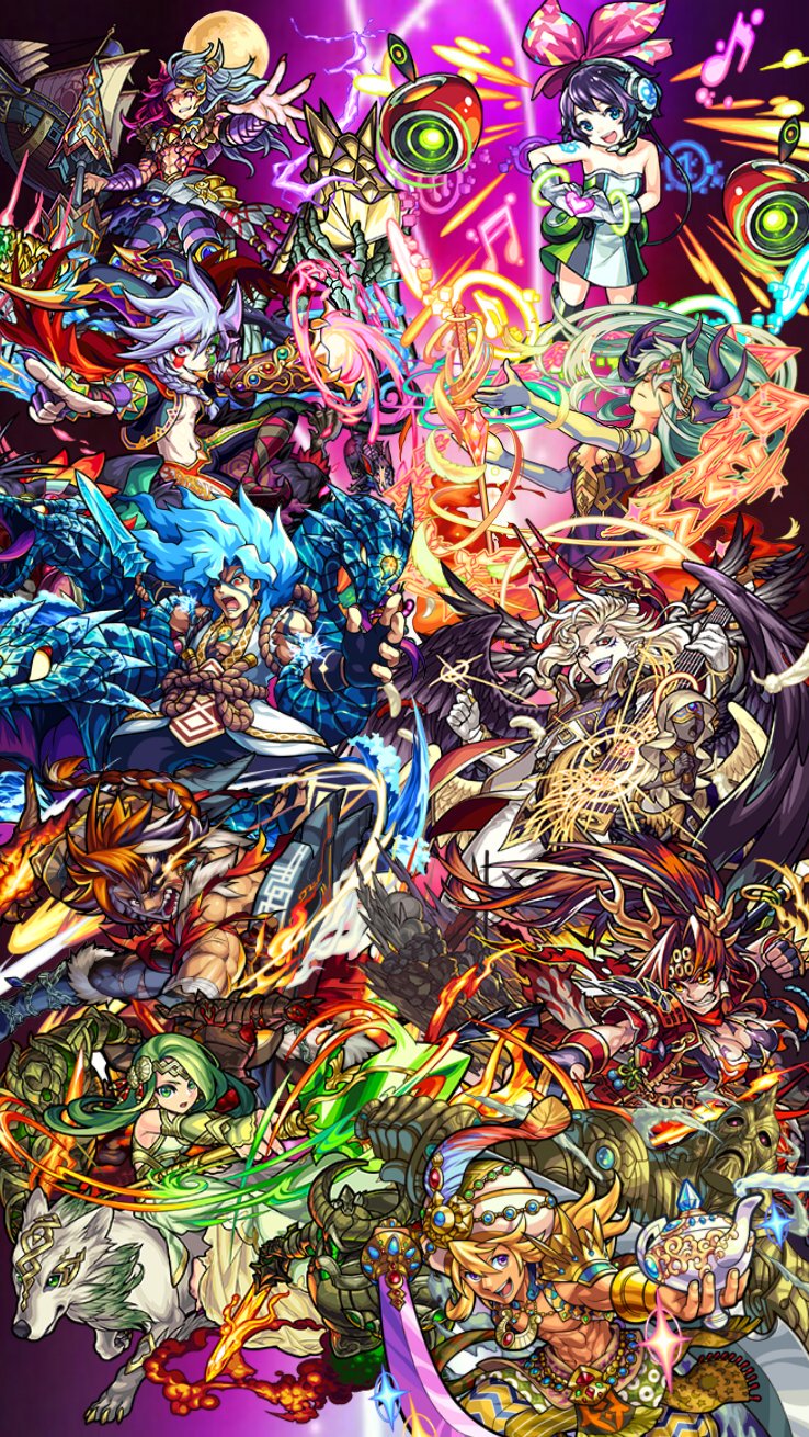 モンスト壁紙作成 いよいんよ モンスト モンスターストライク 壁紙 ５属性 獣神化キャラ 一部 端末専用壁紙 T Co Cfsgolzutp Twitter