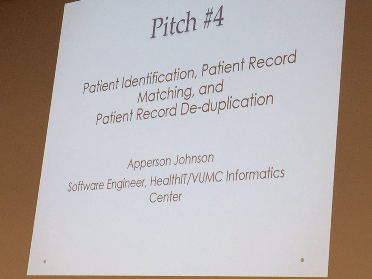 ReedOmary's tweet photo. 3rd healthcare problem pitch at #VandyHacks by @appersonj: how to identify &amp; match patients w/ their health information across systems? https://t.co/gnxpHpGQYL